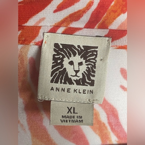 Anne Klein Women’s Animal Print Long Sleeve Blouse Pullover Orange Size XL - Picture 4 of 11